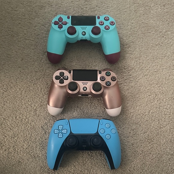 Playstation Wireless Gaming Controller Set - Turquoise Rose Gold and Blue